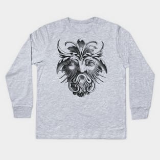 Vintage Demon Gargoyle face illustration Kids Long Sleeve T-Shirt